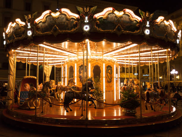 istock Nighttime view of an old roundabout. 2156048415