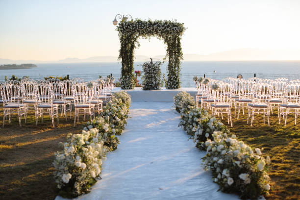 istock Beautiful wedding arch on the beach 2156048530