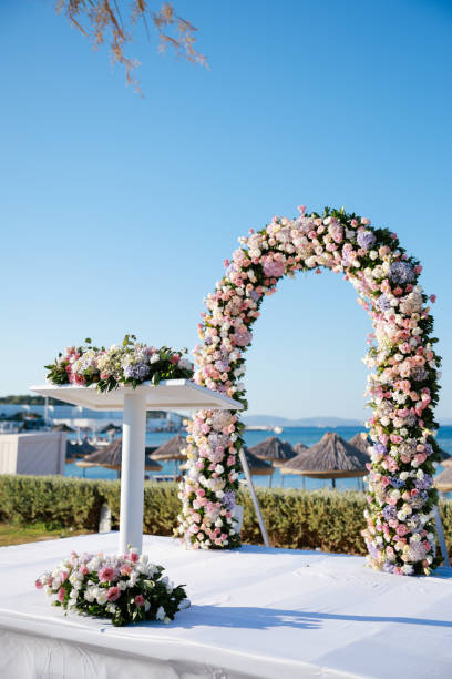 istock Beautiful wedding arch on the beach 2156048858