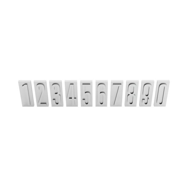 Numbers grouped together on a white surface