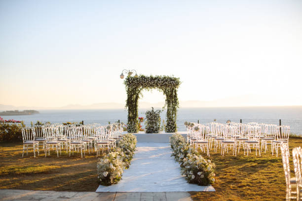istock Beautiful wedding arch on the beach 2156049254
