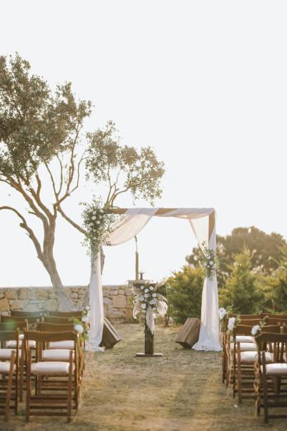 istock Beautiful wedding arch on the beach 2156049393
