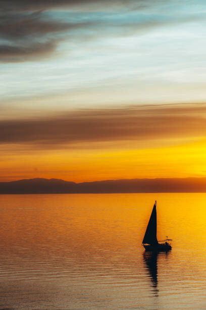 istock Sailing Ship on Leman at sunset 2156050226