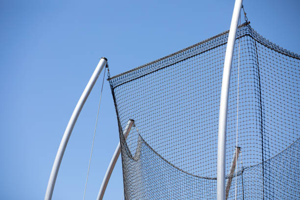 istock Low angle shot of a net for an athletics hammer throw event 2156050725