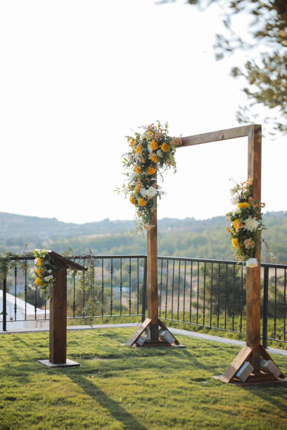 istock Beautiful wedding arch on the beach 2156056855