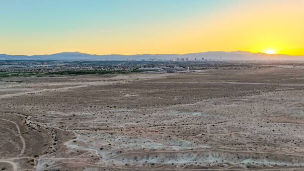 Desert mountains under a golden sky landscape