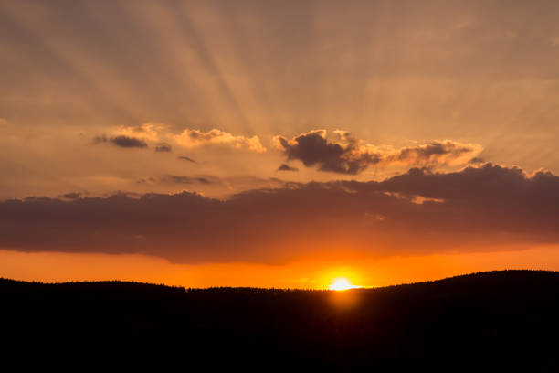 Sunrise over mountain range with colorful sky