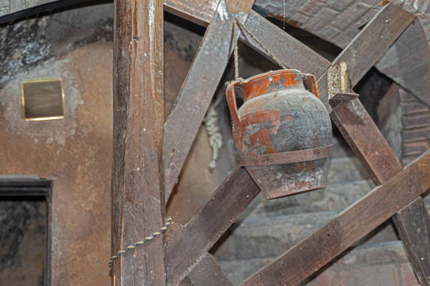 old clay container in rural background