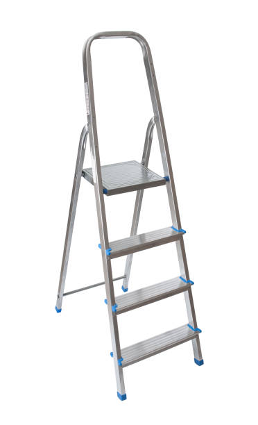 istock Metal stepladder isolated on a white background 2156074384