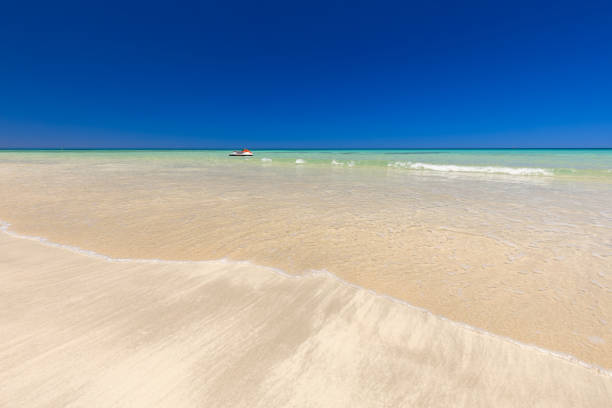istock Beautiful sandy beach, sea view, Djerba island 2156074491