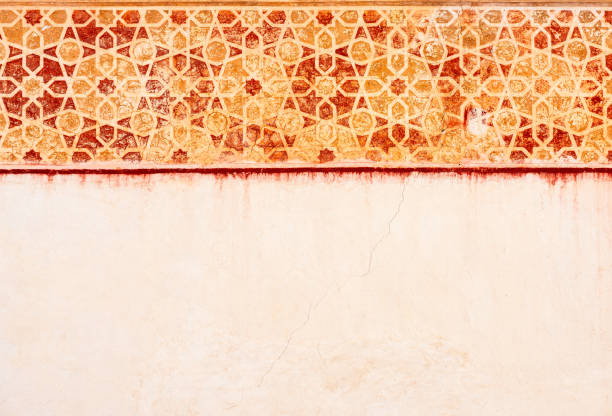 A traditional Arabic design on the top section of a wall along an alley in central Marrakesh.
