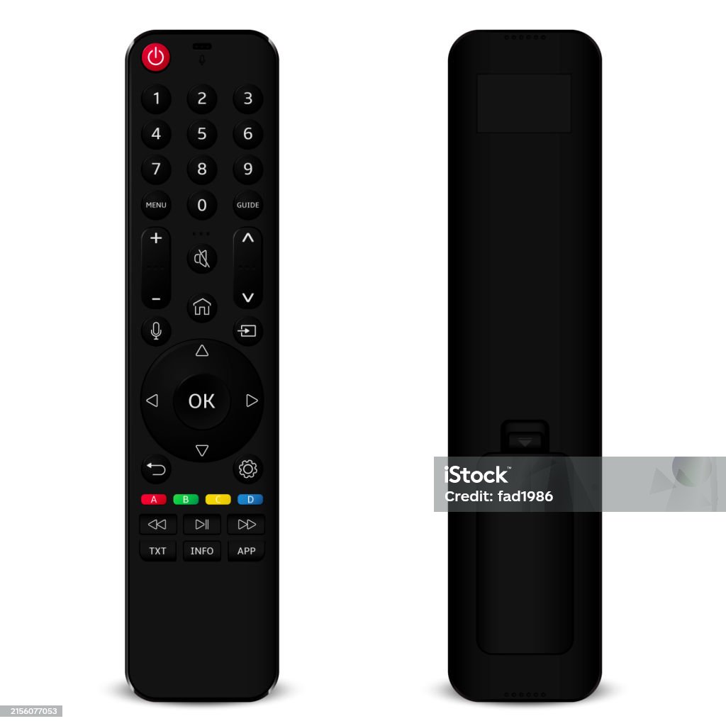 Remote Control Backside Remote Control Front And Back Side Isolated On White Background Stock ...