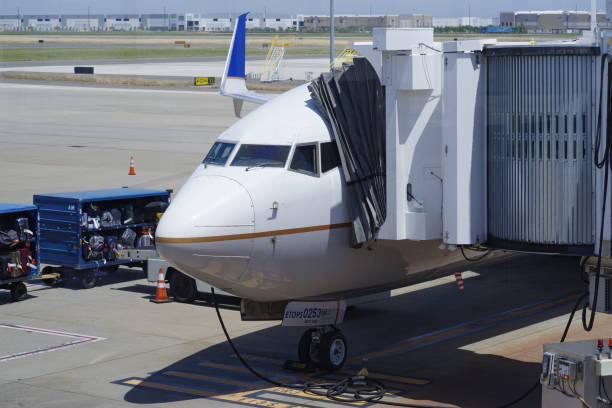 United Airlines Boeing 737 shown at the gate in preparation for departure at SMF, Sacramento International Airport. Sacramento, California, United States, May 18, 2024.