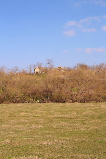 istock A field with trees and a house in the background 2156078680