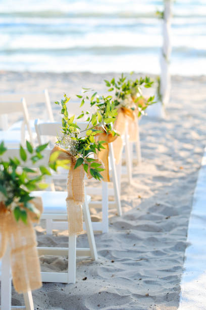 istock Beautiful wedding arch on the beach 2156079900