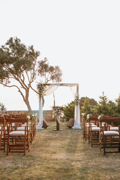 istock Beautiful wedding arch on the beach 2156080606
