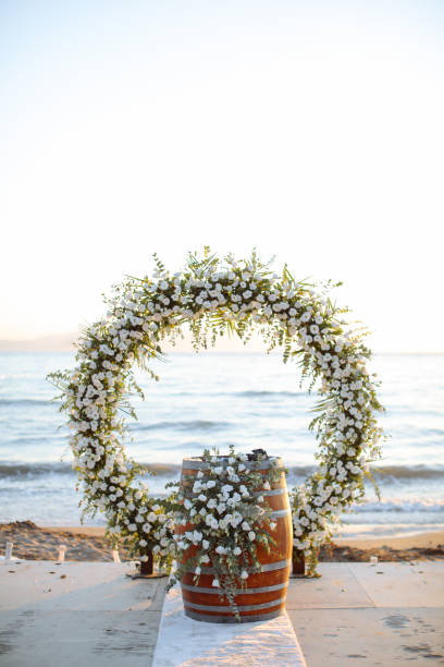 istock Beautiful wedding arch on the beach 2156080782
