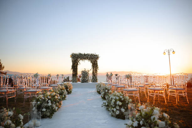 istock Beautiful wedding arch on the beach 2156081048