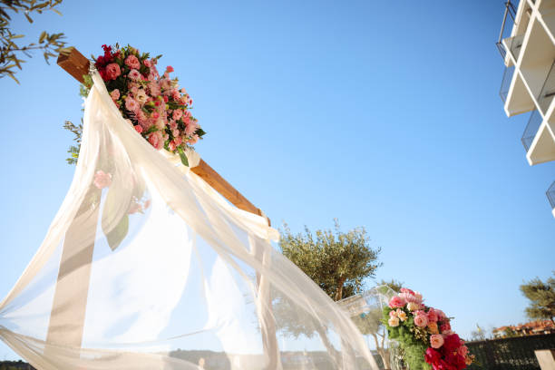 Beautiful wedding arch on the beach