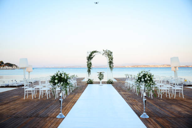 istock Beautiful wedding arch on the beach 2156081458