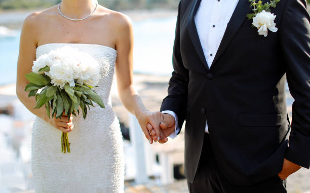 istock Bride and groom outdoors on a wedding day 2156083641