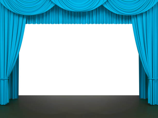 istock Luxury stage or windows curtains, realistic 3D illustration 2156084774