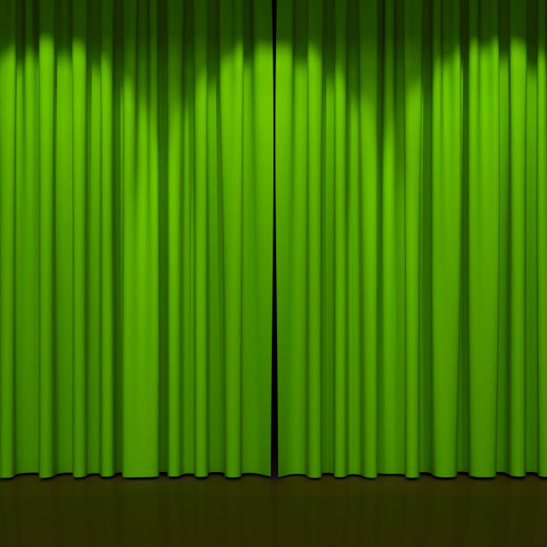 istock Luxury stage or windows curtains, realistic 3D illustration 2156084801