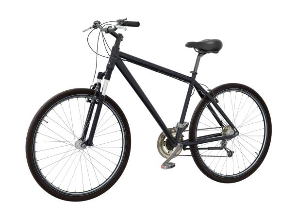 istock Black bicycle, side front view isolated on white background, 3D illustration 2156084966