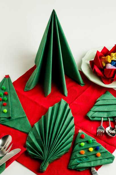 istock Christmas Napkins With Cutlery And Decorations 2156087127