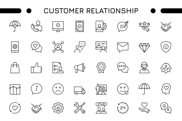 stockillustraties, clipart, cartoons en iconen met customer relationship editable stroke icon set - klagen