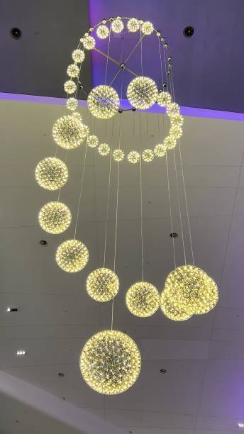 istock chandelier in a shopping center. interior lighting 2156087595