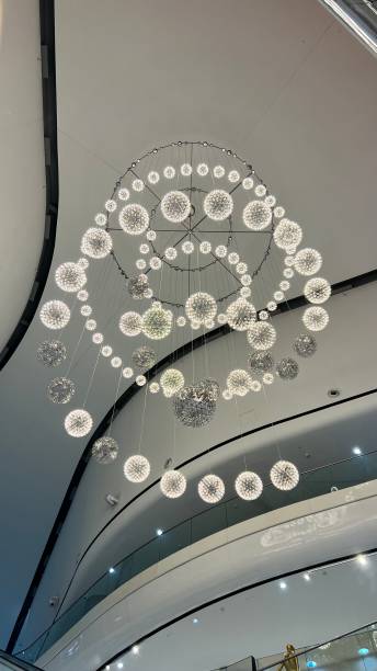 istock chandelier in a shopping center. interior lighting 2156087929