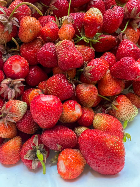 istock Ripe strawberries background. Top view, close up. 2156088509