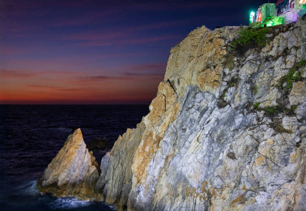 La Quebrada is a 45-metre high cliff, with a channel seven metres wide and four metres deep, located in the port of Acapulco, Guerrero.