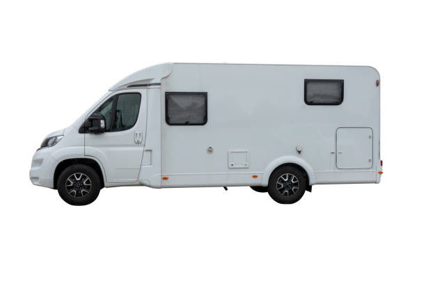 istock Side view of a white camper van isolated on a white background 2156091389