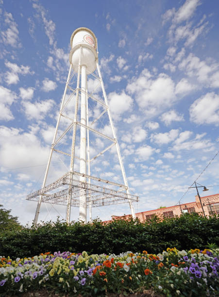 Durham, NC - USA - 4-30-2024: The Lucky Strike tower in the American Tobacco complex in downtown Durham