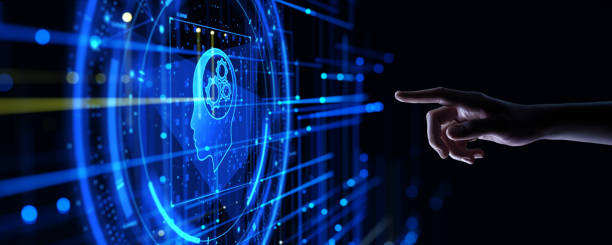 AI - Artificial Intelligence. Deep Machine learning Concept. The hand touches the virtual screen. Business Internet Technology AI - Artificial Intelligence. Deep Machine learning Concept. The hand touches the virtual screen. Business Internet Technology. neural technology stock pictures, royalty-free photos & images