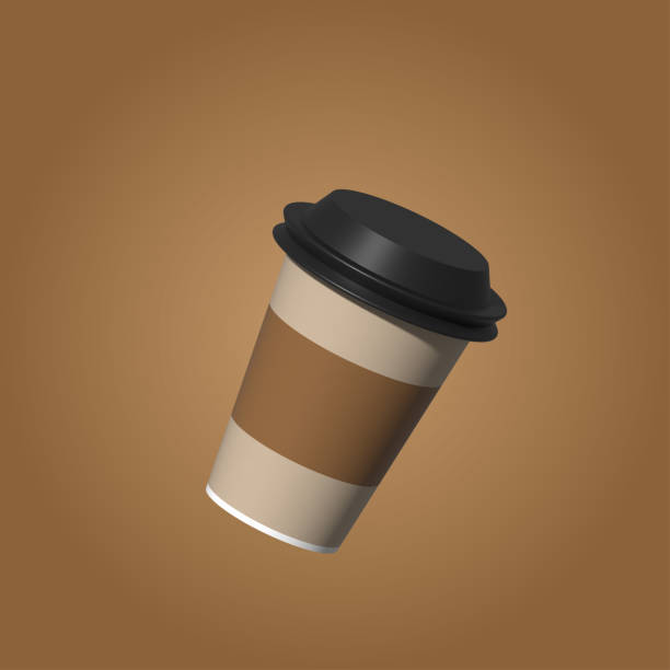 istock Takeaway paper coffee cup on brown background 2156095352