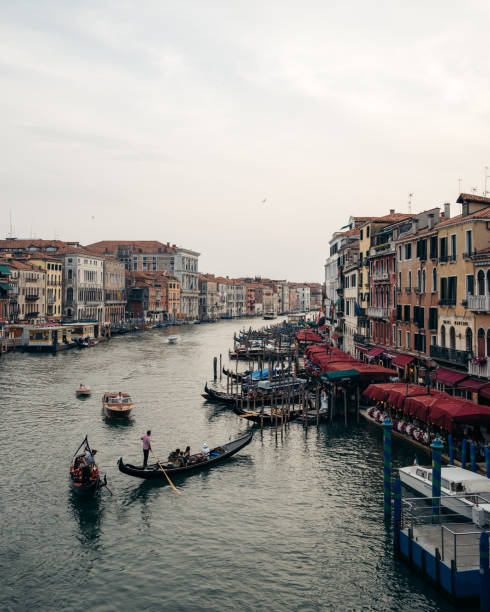 Beautiful canal with old medieval architecture in Venice, Italy. View of Grand Canal and gondola. Famous travel destination