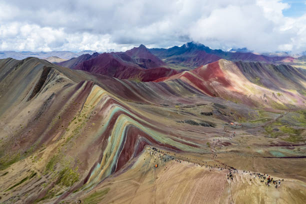 istock Drone view of Vinicunca in Cusco, Peru with an elevation of over 17,000 ft 2156107133