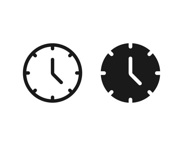 Clock time flat icon. Vector Clock time flat icon. Vector illustration time duration icon stock illustrations