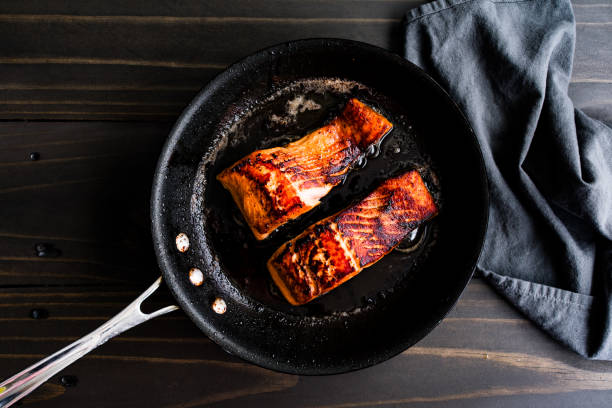 Seared Salmon Fillets in a Small Non-stick Skillet