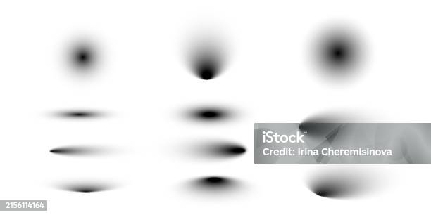 Round Object Shadow Realistic Round And Oval Shadow Black Objects With Shadow Effect Vector ...