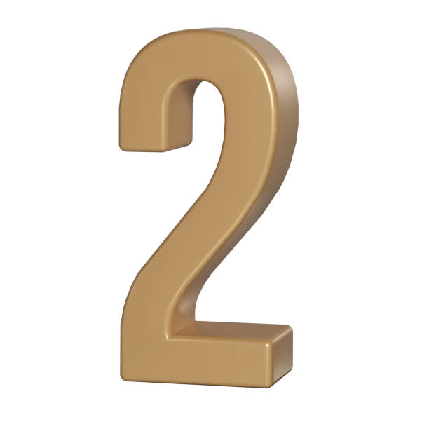 istock 3d number two 2 golden or bronze shining typography symbol or sign template, realistic illustration. Gold second digit or figure for numbering 2156122296