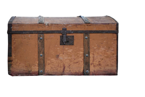 istock The old wooden chest on white, isolated 2156122493
