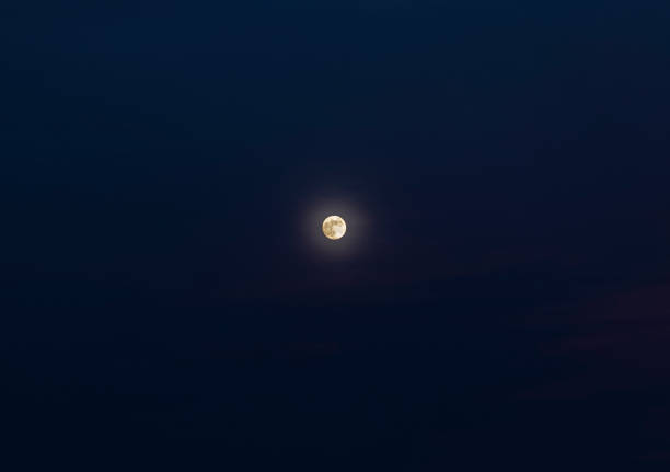 Blue moon in penumbral phase of the lunar eclipse, Midwest, USA