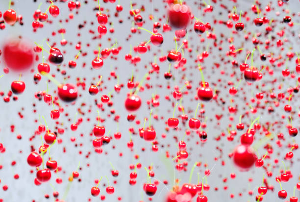 Cherry flying in the air isolated on white background