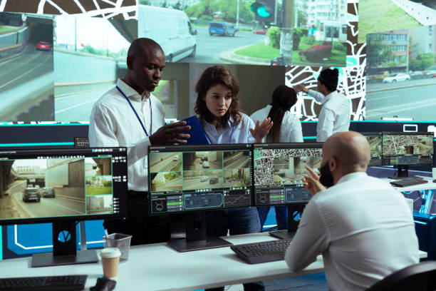 istock Diverse employees consulting each other on gps tracking activity 2156127710