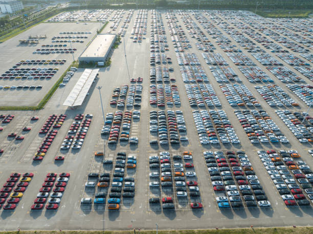 istock Electric vehicle open-air warehouse 2156133256
