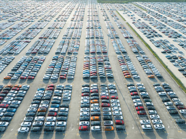 istock Electric vehicle open-air warehouse 2156133322